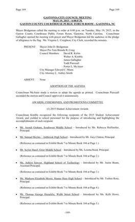 Gastonia City Council Meeting May 19, 2015 – 6:00 P.M