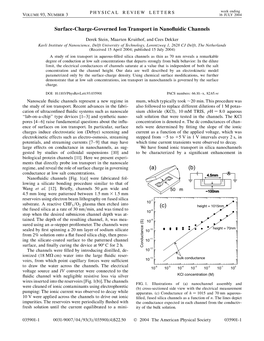 Surface-Charge-Governed Ion Transport in Nanofluidic Channels