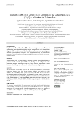 C1qc) As a Marker for Tuberculosis