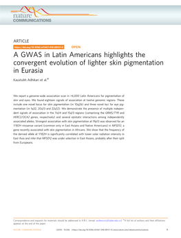 A GWAS in Latin Americans Highlights the Convergent Evolution of Lighter Skin Pigmentation in Eurasia