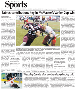 Babic's Contributions Key in Mcmaster's Vanier Cup