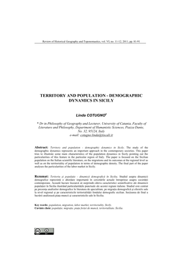 Demographic Dynamics in Sicily