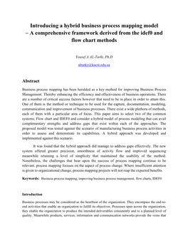 Introducing a Hybrid Business Process Mapping Model – a Comprehensive Framework Derived from the Idef0 and Flow Chart Methods