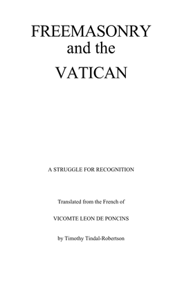 FREEMASONRY and the VATICAN