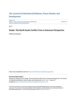 Sudan: the North-South Conflict from a Grievance Perspective