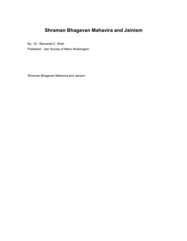 Shraman Bhagavan Mahavira and Jainism