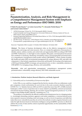 Parameterization, Analysis, and Risk Management in a Comprehensive Management System with Emphasis on Energy and Performance (ISO 50001: 2018)