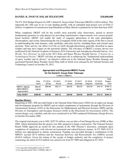 Daniel K. Inouye Solar Telescope $20,000,000