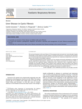 Liver Disease in Cystic Fibrosis