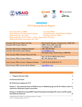 HARANDE FY17 Annual Result Report