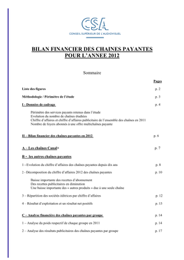 Bilan Financier Des Chaines Payantes Pour L'annee 2012