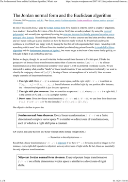 The Jordan Normal Form and the Euclidean Algorithm | What's New