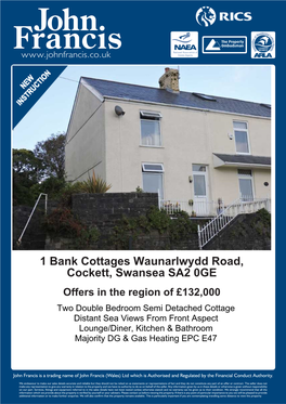 1 Bank Cottages Waunarlwydd Road, Cockett, Swansea SA2