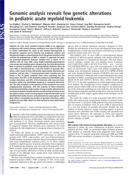 Genomic Analysis Reveals Few Genetic Alterations in Pediatric Acute Myeloid Leukemia