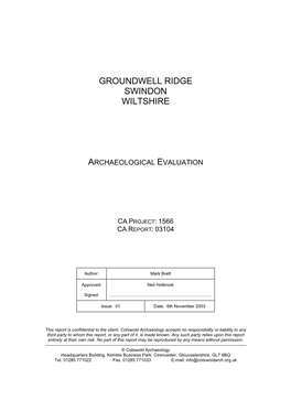 Groundwell Ridge Swindon Wiltshire