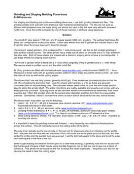 Grinding and Shaping Molding Plane Irons by Bill Anderson