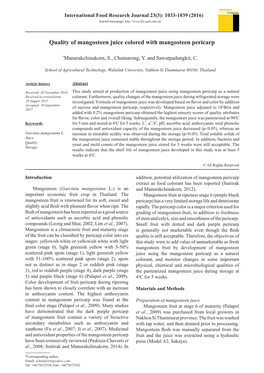 Quality of Mangosteen Juice Colored with Mangosteen Pericarp