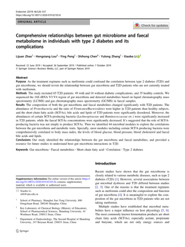 Comprehensive Relationships Between Gut Microbiome and Faecal Metabolome in Individuals with Type 2 Diabetes and Its Complications