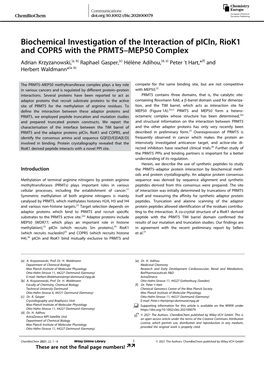 Biochemical Investigation of the Interaction of Picln, Riok1 and COPR5 with the PRMT5–MEP50 Complex