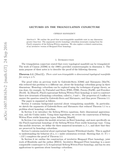 Arxiv:1607.08163V2 [Math.GT] 24 Sep 2016