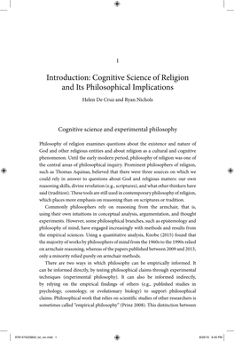 Cognitive Science of Religion and Its Philosophical Implications Helen De Cruz and Ryan Nichols