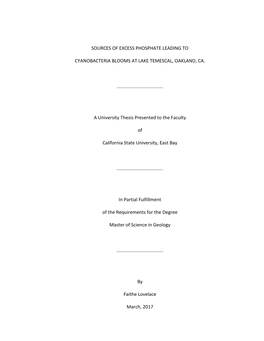 Sources of Excess Phosphate Leading to Cyanobacteria