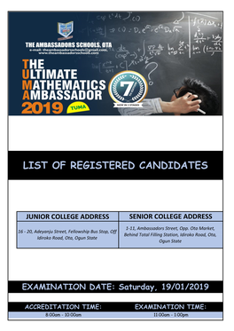 List of Registered Candidates