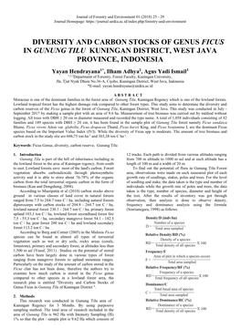 Diversity and Carbon Stocks of Genus Ficus in Gunung Tilu Kuningan District, West Java Province, Indonesia