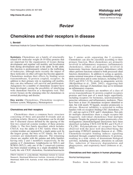 Review Chemokines and Their Receptors in Disease