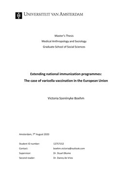 Extending National Immunization Programmes: the Case of Varicella Vaccination in the European Union