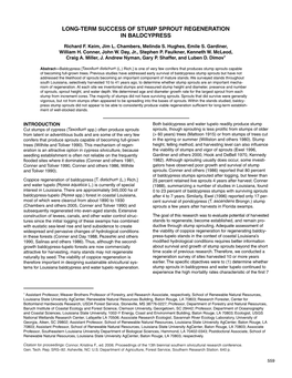 Long-Term Success of Stump Sprout Regeneration in Baldcypress