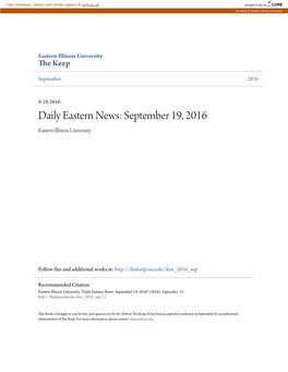 Daily Eastern News: September 19, 2016 Eastern Illinois University
