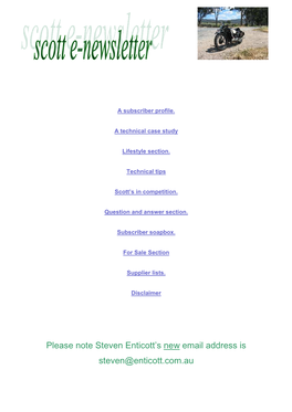 Please Note Steven Enticott's New Email Address