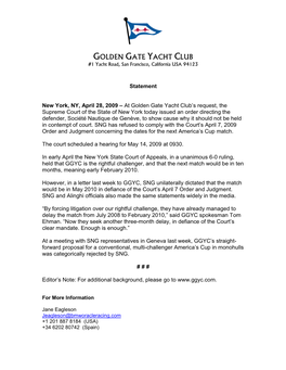 GOLDEN GATE YACHT CLUB #1 Yacht Road, San Francisco, California USA 94123