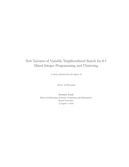 New Variants of Variable Neighbourhood Search for 0-1 Mixed Integer Programming and Clustering