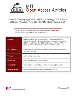 The Science of Military Strategy from 2001 to 2013 [Book Chapter Draft]