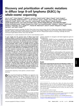 Discovery and Prioritization of Somatic Mutations in Diffuse Large B-Cell Lymphoma (DLBCL) by Whole-Exome Sequencing