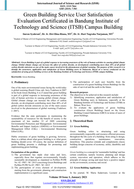 Green Building Service User Satisfaction Evaluation Certificated in Bandung Institute of Technology and Science (ITSB) Campus Building