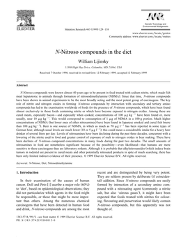 N-Nitroso Compounds in the Diet
