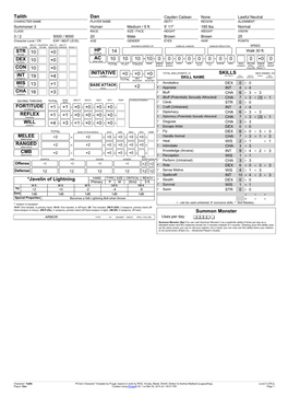 Talith Dan STR 10 +0 DEX 10 +0 CON 10 +0 INT 19 +4 WIS 13 +1 CHA