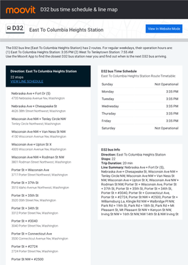 D32 Bus Time Schedule & Line Route