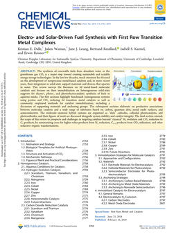 And Solar-Driven Fuel Synthesis with First Row Transition Metal Complexes † † Kristian E