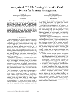 Analysis of P2P File Sharing Network's Credit System For