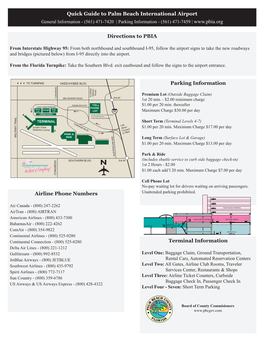 Directions to PBIA Quick Guide to Palm Beach International Airport