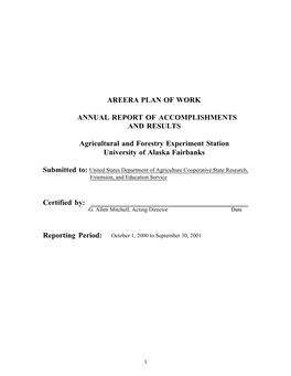 Areera Plan of Work Annual Report Of