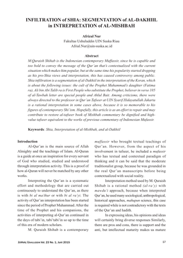 INFILTRATION of SHIA: SEGMENTATION of AL-DAKHIIL in INTREPRETATION of AL-MISHBAH