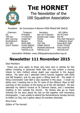 THE HORNET the Newsletter of the 100 Squadron Association