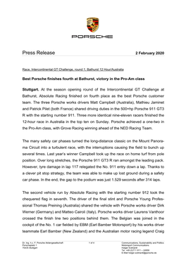 Press Release 2 February 2020