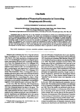 Application of Numerical Systematics in Unraveling Streptomycete Diversity