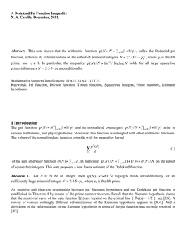 A Dedekind Psi Function Inequality N